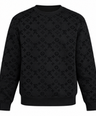 Crewneck Sweatshirt Black Tonal Geometric Pattern | B2B Low MOQ