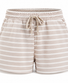 Sweat Shorts Beige White Stripe Screen Printing | B2B Low MOQ