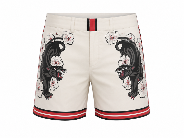 Sweat Shorts Natural Panther Graphic Screen Printing | B2B Low MOQ