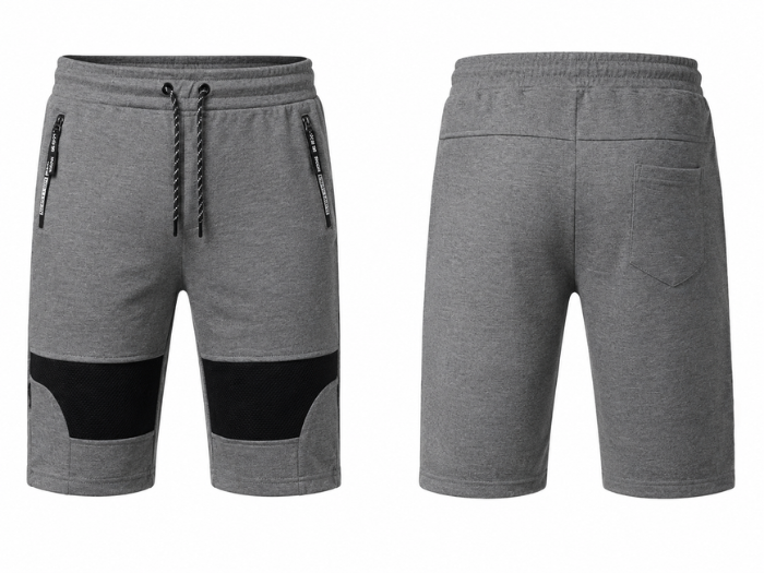 Panel Sweat Shorts Grey Black for Men | B2B Low MOQ