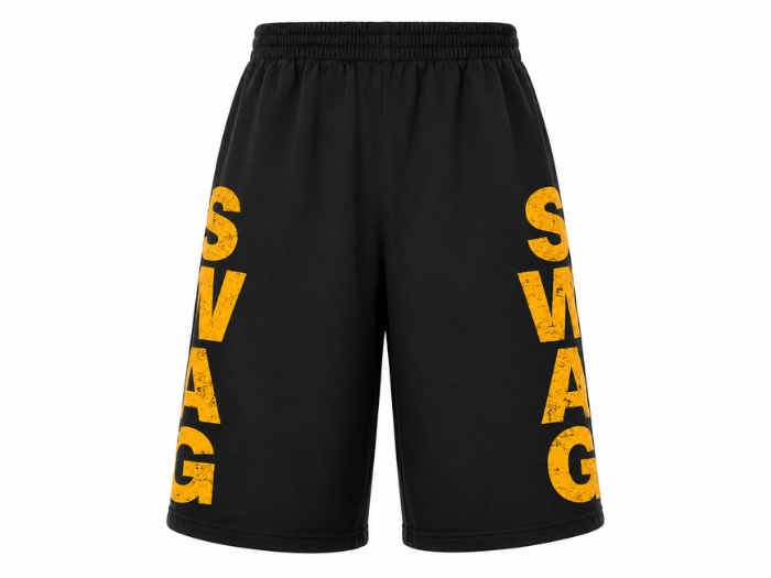Sweat Shorts Black Stacked Letter DTG Printing | B2B Low MOQ