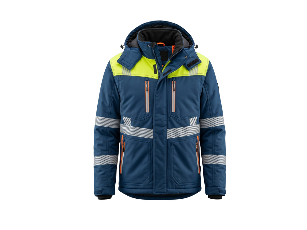B2B Safety Reflective Hooded Ski Wear Jacket Low MOQ Winter Manufacturer front design preview