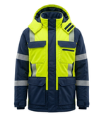 B2B Reflective Hooded Ski Wear Jacket Yellow Navy Custom Winter Jacket Manufacturer