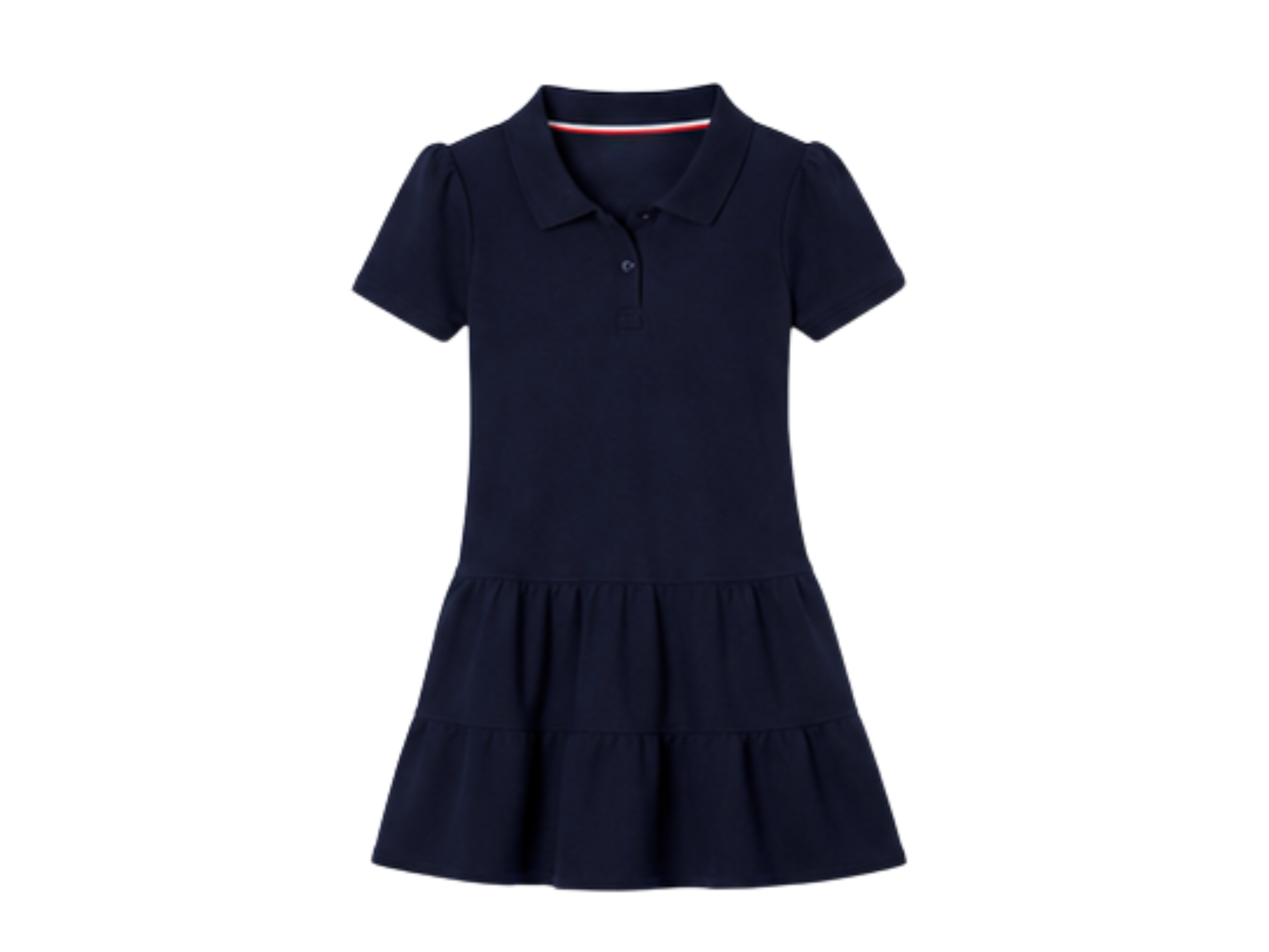 School Short Sleeve Ruffle Piqué Polo Dress Navy Blue | B2B Low MOQ Wholesale