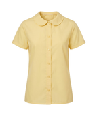 School Short Sleeve Peter Pan Collar Blouse Light Yellow | B2B Low MOQ Wholesale
