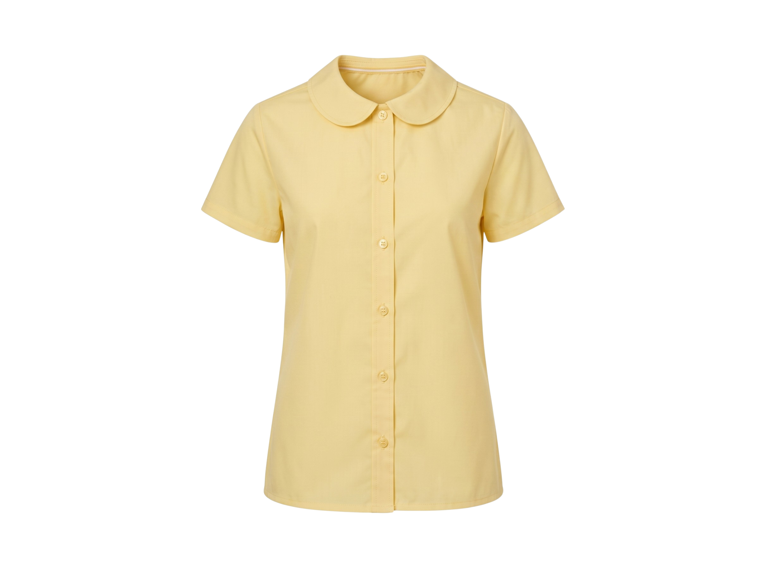 School Short Sleeve Peter Pan Collar Blouse Light Yellow | B2B Low MOQ Wholesale
