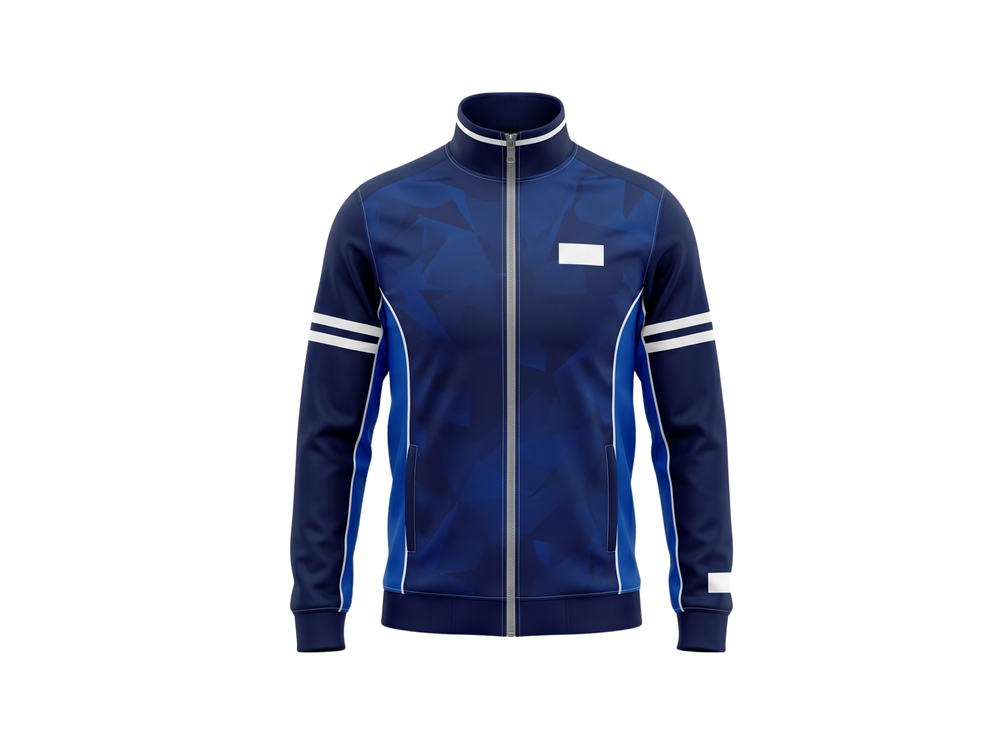 B2B Full-Zip Ski Wear Winter Jacket Navy Blue White Low MOQ Winter Jacket Manufacturer front design preview