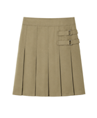 School Pleated Two-Tab Skirt Khaki Beige | B2B Low MOQ Wholesale