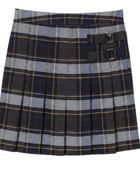School Plaid Pleated Two-Tab Skort Black Grey Yellow | B2B Low MOQ Wholesale