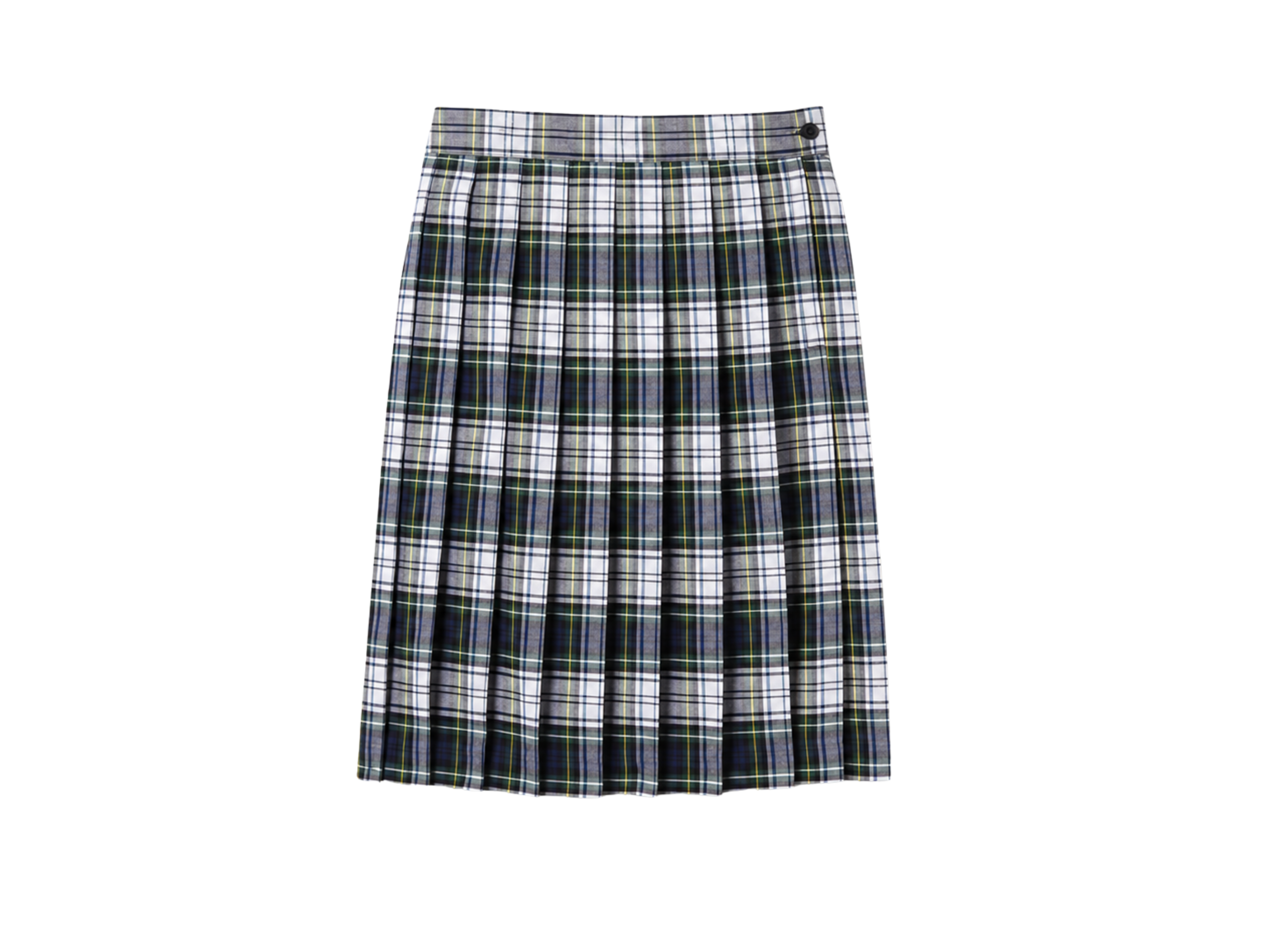 School At-The-Knee Plaid Pleated Skirt Black Grey White Green | B2B Low MOQ Wholesale