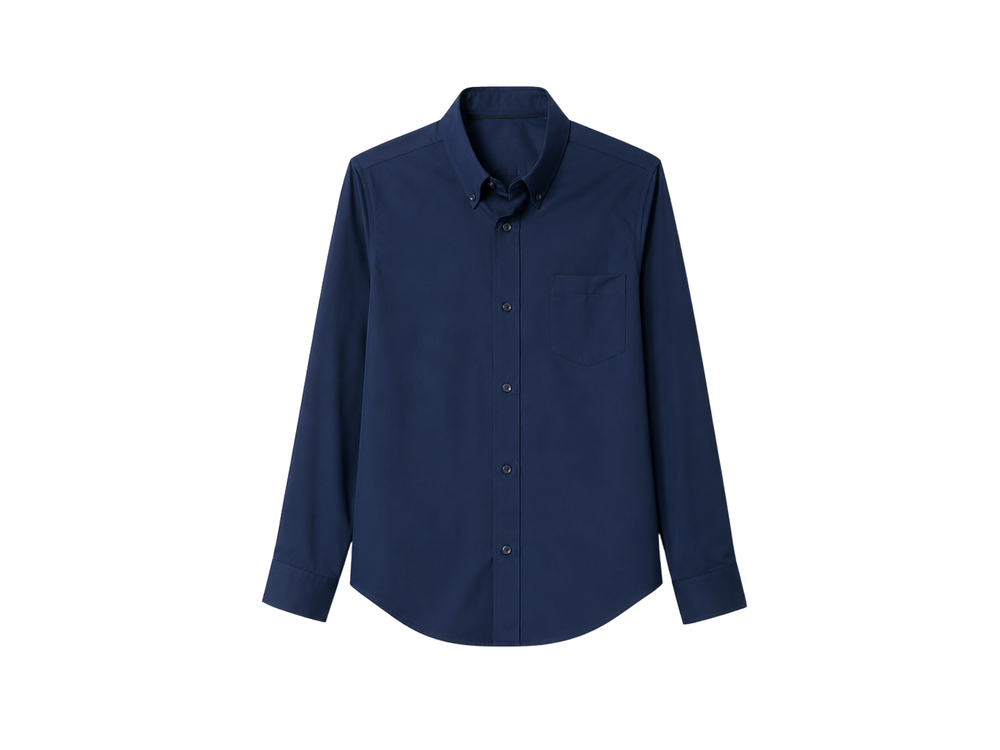 School Adaptive Long Sleeve Shirt Navy Blue | B2B Low MOQ Wholesale front design preview