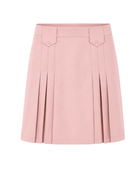 School Above-The-Knee Front Pleated Skirt with Tabs Light Pink | B2B Low MOQ Wholesale