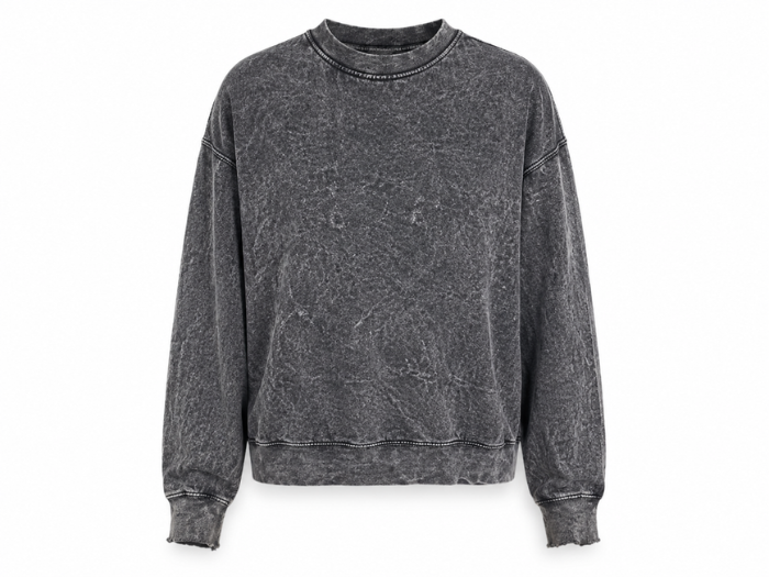 Charcoal Grey Acid Wash Crewneck Sweatshirt B2B Acid Wash Manufacturer