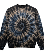 Tie Dye Crewneck Sweatshirt Black Brown Blue and Beige Spiral Design | B2B Low MOQ