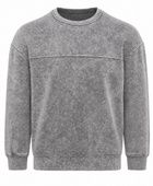 Grey Acid Wash Panel Seam Crewneck Sweatshirt B2B