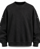 Personalize Acid Wash Rhinestone Sleeve Crewneck Sweatshirt B2B