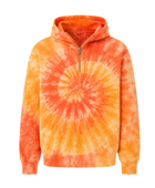 Tie Dye Half Zip Hoodie Orange Yellow and White Spiral Design | B2B Low MOQ