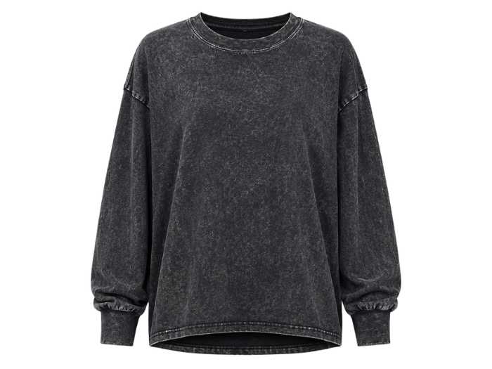 Custom Crewneck Sweatshirt Black Acid Wash B2B front design preview