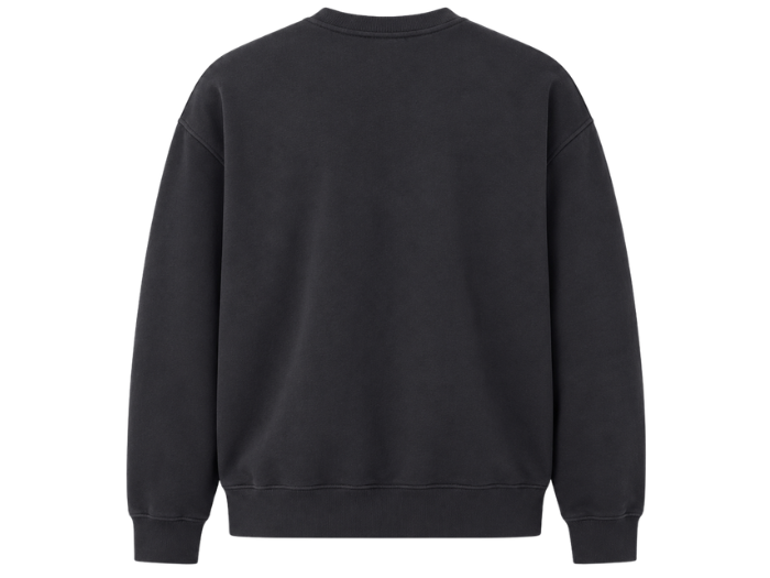 B2B Crewneck Sweatshirt Black Acid Wash Low MOQ Manufacturer