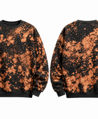 Custom Orange Splatter Acid Wash Crewneck Sweatshirt B2B