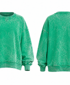 B2B  Crewneck Sweatshirt Green Acid Wash Low MOQ Manufacturer
