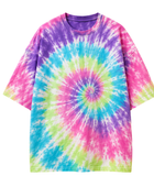 Tie Dye Drop Shoulder T Shirt Multicolour Spiral Design | B2B Low MOQ