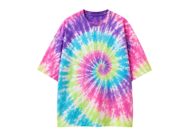 Tie Dye Drop Shoulder T Shirt Multicolour Spiral Design | B2B Low MOQ