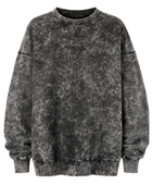 Wholesale Crewneck Sweatshirt Black Acid Wash Oversized