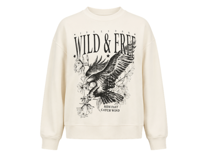 Personalize Crewneck Sweatshirt Ivory Graphic Printed B2B