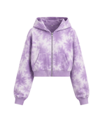 Tie Dye Cropped Pullover Hoodie Lavender and White All Over Design | B2B Low MOQ