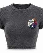 Personalize Crop T-Shirt Women’s Charcoal DTF Acid Wash B2B