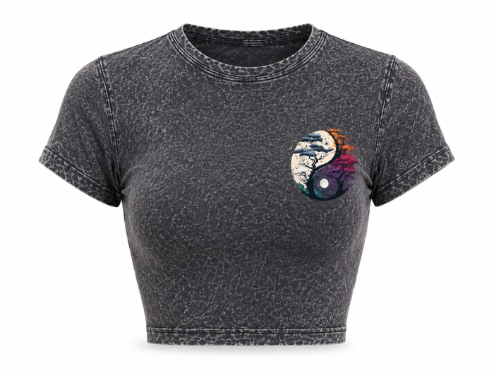 Personalize Crop T-Shirt Women’s Charcoal DTF Acid Wash B2B