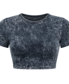 B2B Crop T-Shirt Women’s Washed Black Acid Wash Low MOQ Manufacturer