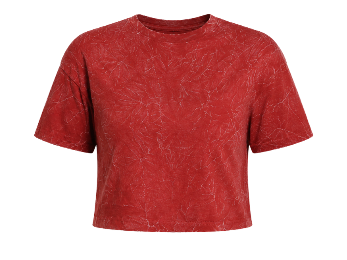 Personalize Crop T-Shirt Women’s Red Acid Wash B2B front design preview