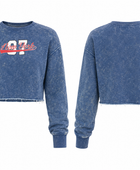 Personalize Cropped Sweatshirt Women’s Blue Acid Wash DTF B2B