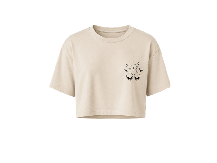 Personalize Crop T-Shirt Women’s Beige DTF Alien B2B