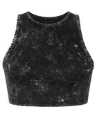 B2B Sleeveless Crop Tank Women’s Washed Black Acid Wash