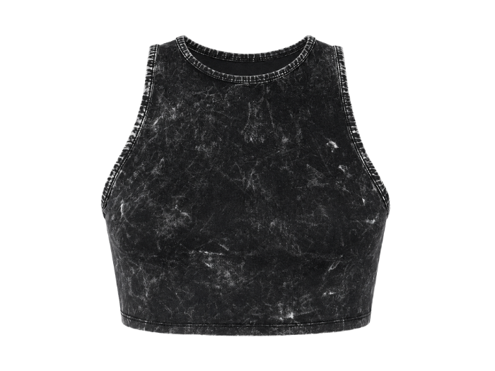 B2B Sleeveless Crop Tank Women’s Washed Black Acid Wash