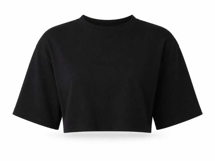 B2B Crop T-Shirt Women’s Black Boxy Low MOQ Manufacturer