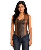 Halloween Panelled Lace Up Bodice Brown and Tan | B2B Low MOQ