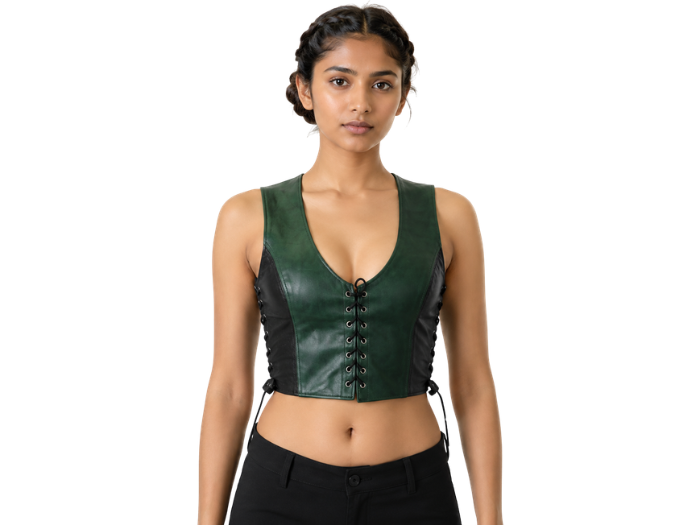 Halloween Side Lace Crop Bodice Green and Black | B2B Low MOQ