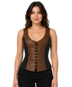 Halloween Huntress Lace Up Bodice Brown and Black | B2B Low MOQ