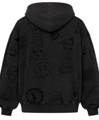 B2B Pullover Hoodie Black Tonal Graphic Acid Wash Low MOQ Manufacturer