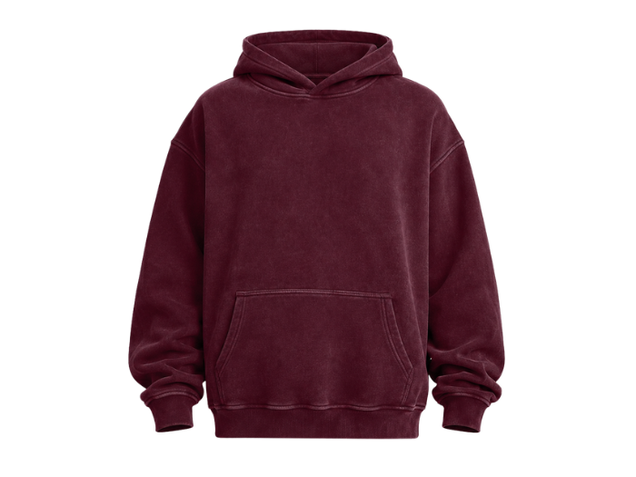 Pullover Hoodie Burgundy Acid Wash B2B Low MOQ Manufacturer front design preview