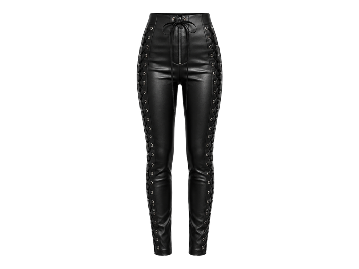 Women’s Lambskin Leather Lace Up Pants Black | B2B Low MOQ