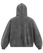 B2B Charcoal Grey Screen Printing Acid Wash Zip Hoodie