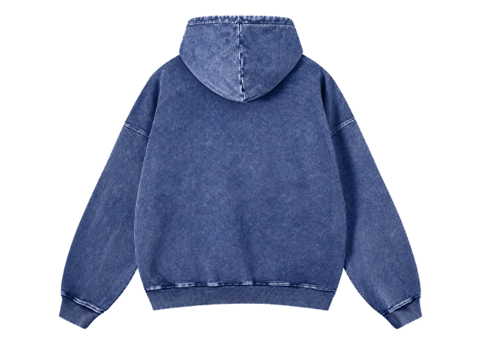 Custom Oversized Pullover Hoodie Blue Acid Wash B2B Low MOQ Manufacturer