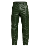 Men’s Lambskin Leather Cargo Pants Green with Distressed Finish | B2B Low MOQ