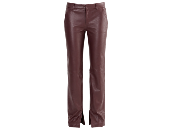 Women’s Leather Straight Leg Pants Burgundy | B2B Low M