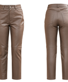 Women’s Leather Straight Leg Pants Taupe | B2B Low MOQ